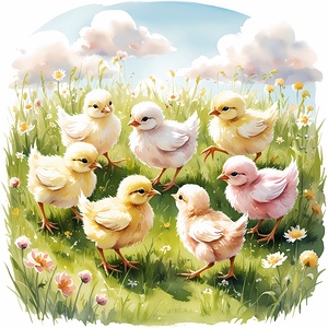 A group of cute chicks having fun together